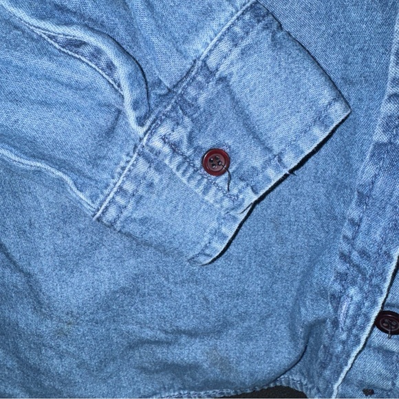 Vintage White Stag Shirt Womens 16W Blue Denim Halloween Embroidered Button Plus - Picture 8 of 11